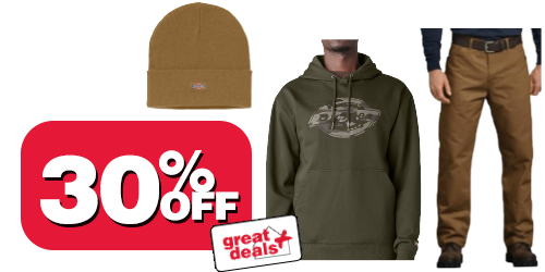 30% Off all dickies clothing