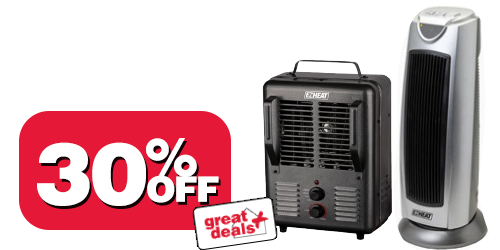 30% off all electric heaters