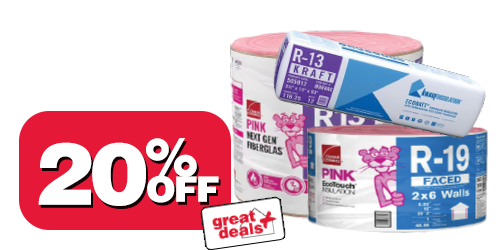 20% off all fiberglass insulation