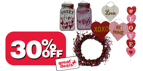 30% Off Valentines day decor