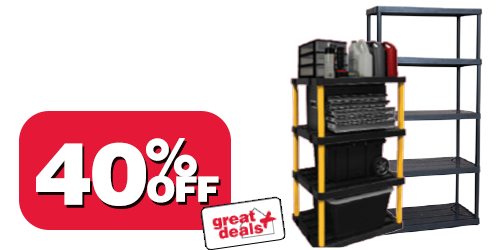 40% Off All Plastic Shelving